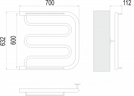 Фокстрот БШ 600х700 Полотенцесушитель  TERMINUS Нальчик - фото 3