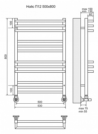 Нойс П12 500х800 Полотенцесушитель  TERMINUS Нальчик - фото 3