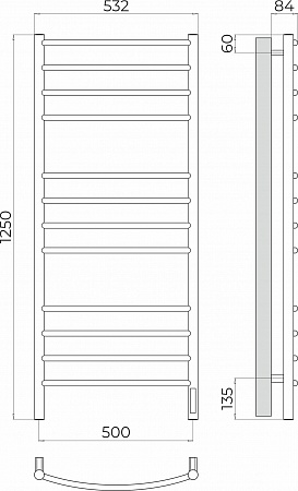 Классик П12 500х1250 Электро (quick touch) Полотенцесушитель TERMINUS Нальчик - фото 3