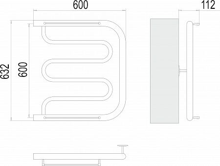 Фокстрот БШ 600х600 Полотенцесушитель TERMINUS Нальчик - фото 3