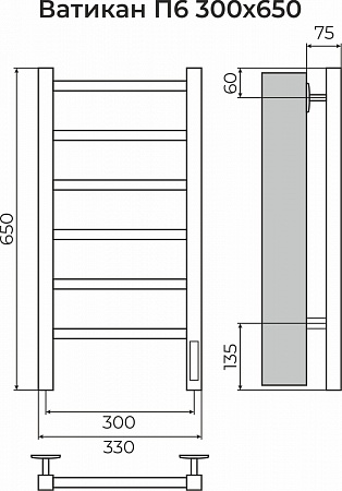 Ватикан П6 300х650 Электро (quick touch) Полотенцесушитель TERMINUS Нальчик - фото 3