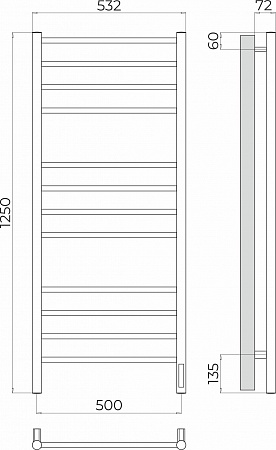 Аврора П12 500х1250 Электро (quick touch) Полотенцесушитель TERMINUS Нальчик - фото 3