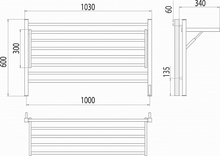 Горизонт П8 1000х600 электро КС ЧЕРНЫЙ МУАР (sensor quick touch) Полотенцесушитель TERMINUS Нальчик - фото 5